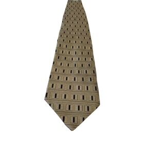 Chas Reed & Co Collection Luxury Neck Tie Gold Black Geometric 100% Silk Necktie